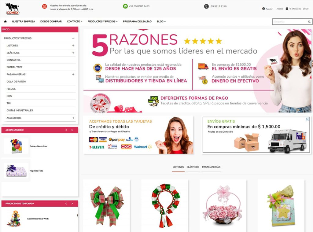 Sitio web listones comex